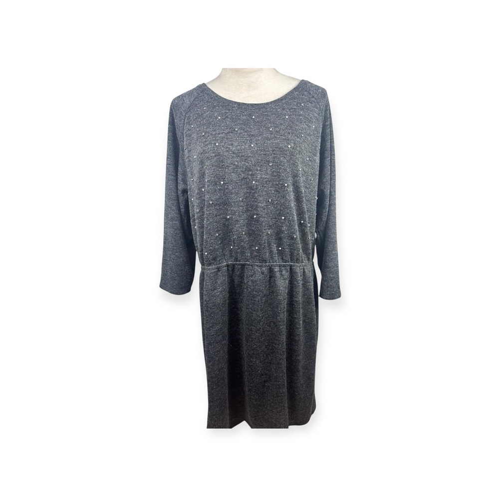 NWT LOFT Dark heather grey beaded sweater dress Size XL